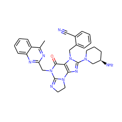 Cc1nc(CN2C(=O)c3c(nc(N4CCC[C@@H](N)C4)n3Cc3ccccc3C#N)N3CCN=C23)nc2ccccc12 ZINC000168367477