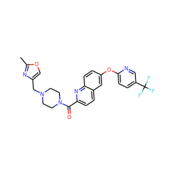 Cc1nc(CN2CCN(C(=O)c3ccc4cc(Oc5ccc(C(F)(F)F)cn5)ccc4n3)CC2)co1 ZINC001772579925