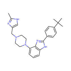 Cc1nc(CN2CCN(c3cccc4[nH]c(-c5ccc(C(C)(C)C)cc5)nc34)CC2)c[nH]1 ZINC000035919997