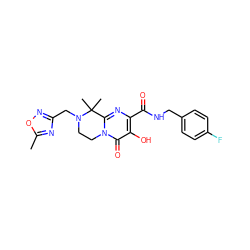 Cc1nc(CN2CCn3c(nc(C(=O)NCc4ccc(F)cc4)c(O)c3=O)C2(C)C)no1 ZINC000035017645