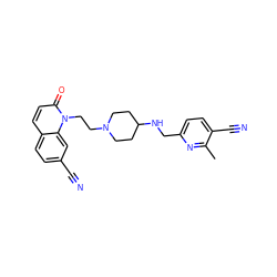 Cc1nc(CNC2CCN(CCn3c(=O)ccc4ccc(C#N)cc43)CC2)ccc1C#N ZINC000169354077