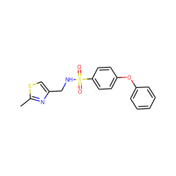 Cc1nc(CNS(=O)(=O)c2ccc(Oc3ccccc3)cc2)cs1 ZINC000004034703