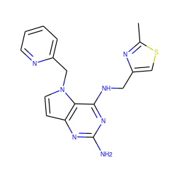 Cc1nc(CNc2nc(N)nc3ccn(Cc4ccccn4)c23)cs1 ZINC001772634624