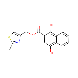 Cc1nc(COC(=O)c2cc(O)c3ccccc3c2O)cs1 ZINC000003441838