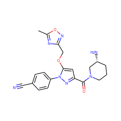 Cc1nc(COc2cc(C(=O)N3CCC[C@@H](N)C3)nn2-c2ccc(C#N)cc2)no1 ZINC001772650295