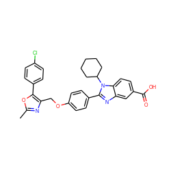 Cc1nc(COc2ccc(-c3nc4cc(C(=O)O)ccc4n3C3CCCCC3)cc2)c(-c2ccc(Cl)cc2)o1 ZINC000036350418