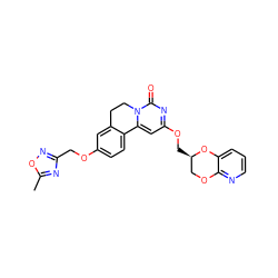 Cc1nc(COc2ccc3c(c2)CCn2c-3cc(OC[C@@H]3COc4ncccc4O3)nc2=O)no1 ZINC000220107234