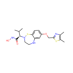 Cc1nc(COc2ccc3c(c2)NCCN([C@@H](C(=O)NO)C(C)C)S3)sc1C ZINC001772576893