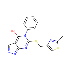 Cc1nc(CSc2nc3nncc-3c(O)n2-c2ccccc2)cs1 ZINC000101467278