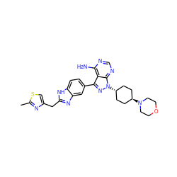 Cc1nc(Cc2nc3cc(-c4nn([C@H]5CC[C@H](N6CCOCC6)CC5)c5ncnc(N)c45)ccc3[nH]2)cs1 ZINC000253669629