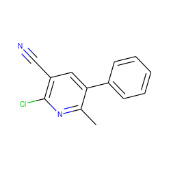 Cc1nc(Cl)c(C#N)cc1-c1ccccc1 ZINC000001388572