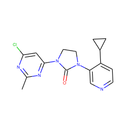 Cc1nc(Cl)cc(N2CCN(c3cnccc3C3CC3)C2=O)n1 ZINC000144034965