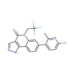 Cc1nc(Cl)ccc1-c1ccc2c3[nH]ncc3c(=O)n(CC(F)(F)F)c2c1 ZINC000205019461