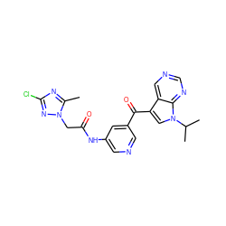 Cc1nc(Cl)nn1CC(=O)Nc1cncc(C(=O)c2cn(C(C)C)c3ncncc23)c1 ZINC000169707910