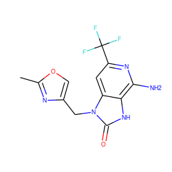 Cc1nc(Cn2c(=O)[nH]c3c(N)nc(C(F)(F)F)cc32)co1 ZINC000071319332