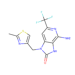 Cc1nc(Cn2c(=O)[nH]c3c(N)nc(C(F)(F)F)cc32)cs1 ZINC000071318930