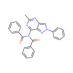 Cc1nc(N(C(=O)c2ccccc2)C(=O)c2ccccc2)c2nn(-c3ccccc3)cc2n1 ZINC000095584693