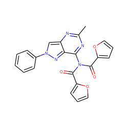 Cc1nc(N(C(=O)c2ccco2)C(=O)c2ccco2)c2nn(-c3ccccc3)cc2n1 ZINC000095581918