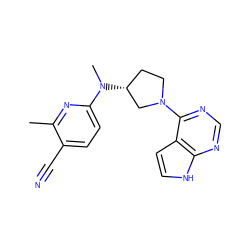 Cc1nc(N(C)[C@@H]2CCN(c3ncnc4[nH]ccc34)C2)ccc1C#N ZINC000149581646