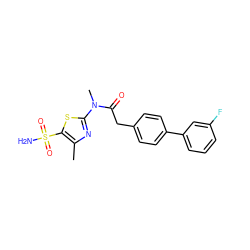 Cc1nc(N(C)C(=O)Cc2ccc(-c3cccc(F)c3)cc2)sc1S(N)(=O)=O ZINC000059569939