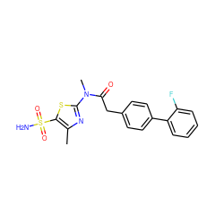 Cc1nc(N(C)C(=O)Cc2ccc(-c3ccccc3F)cc2)sc1S(N)(=O)=O ZINC000003964090