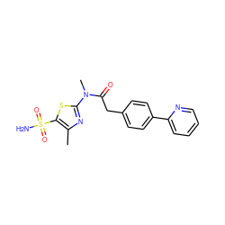 Cc1nc(N(C)C(=O)Cc2ccc(-c3ccccn3)cc2)sc1S(N)(=O)=O ZINC000003955689