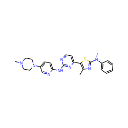 Cc1nc(N(C)c2ccccc2)sc1-c1ccnc(Nc2ccc(N3CCN(C)CC3)cn2)n1 ZINC001772652289