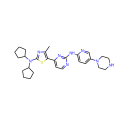 Cc1nc(N(C2CCCC2)C2CCCC2)sc1-c1ccnc(Nc2ccc(N3CCNCC3)cn2)n1 ZINC001772637195