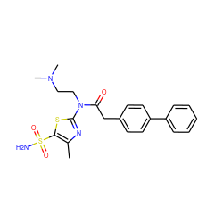 Cc1nc(N(CCN(C)C)C(=O)Cc2ccc(-c3ccccc3)cc2)sc1S(N)(=O)=O ZINC001772586486