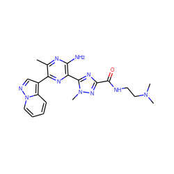 Cc1nc(N)c(-c2nc(C(=O)NCCN(C)C)nn2C)nc1-c1cnn2ccccc12 ZINC001772611726