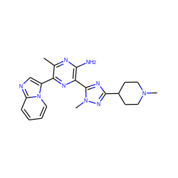 Cc1nc(N)c(-c2nc(C3CCN(C)CC3)nn2C)nc1-c1cnc2ccccn12 ZINC001772627846