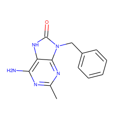 Cc1nc(N)c2[nH]c(=O)n(Cc3ccccc3)c2n1 ZINC000013492479