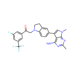 Cc1nc(N)c2c(-c3ccc4c(c3)CCN4CC(=O)c3cc(F)cc(C(F)(F)F)c3)cn(C)c2n1 ZINC000299865876