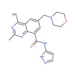 Cc1nc(N)c2cc(CN3CCOCC3)cc(C(=O)Nc3ccn[nH]3)c2n1 ZINC000066066353