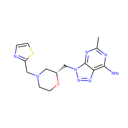 Cc1nc(N)c2nnn(C[C@H]3CN(Cc4nccs4)CCO3)c2n1 ZINC000084690183