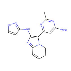 Cc1nc(N)cc(-c2c(Nc3cc[nH]n3)nc3ccccn23)n1 ZINC000095554936