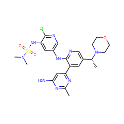 Cc1nc(N)cc(-c2cc([C@@H](C)N3CCOCC3)cnc2Nc2cnc(Cl)c(NS(=O)(=O)N(C)C)c2)n1 ZINC000169129004