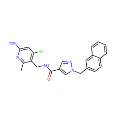 Cc1nc(N)cc(Cl)c1CNC(=O)c1cnn(Cc2ccc3ccccc3c2)c1 ZINC000114079134