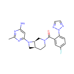 Cc1nc(N)cc(N2C[C@@H]3CCN(C(=O)c4cc(F)ccc4-n4nccn4)C[C@@H]32)n1 ZINC000149963379