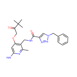 Cc1nc(N)cc(OCC(=O)C(C)(C)C)c1CNC(=O)c1cn(Cc2ccccc2)nn1 ZINC000117497809