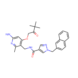 Cc1nc(N)cc(OCC(=O)C(C)(C)C)c1CNC(=O)c1cnn(Cc2ccc3ccccc3c2)c1 ZINC000114077862