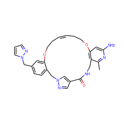 Cc1nc(N)cc2c1CNC(=O)c1cnn(c1)Cc1ccc(Cn3cccn3)cc1OCC/C=C/CCO2 ZINC001772630427