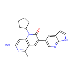 Cc1nc(N)cc2c1cc(-c1cnc3[nH]ccc3c1)c(=O)n2C1CCCC1 ZINC000103260629