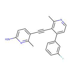 Cc1nc(N)ccc1C#Cc1c(-c2cccc(F)c2)ccnc1C ZINC000202384111