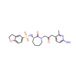 Cc1nc(N)ccc1CC(=O)CN1CCCC[C@H](NS(=O)(=O)c2ccc3c(c2)CCO3)C1=O ZINC000027865314