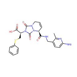 Cc1nc(N)ccc1CNC(=O)[C@@H]1C=CCn2c(=O)n([C@@H](CSc3ccccc3)C(=O)O)c(=O)n21 ZINC000013489267