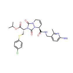 Cc1nc(N)ccc1CNC(=O)[C@@H]1C=CCn2c(=O)n([C@H](CSc3ccc(Cl)cc3)C(=O)OC(C)C)c(=O)n21 ZINC000029228893