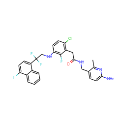 Cc1nc(N)ccc1CNC(=O)Cc1c(Cl)ccc(NCC(F)(F)c2ccc(F)c3ccccc23)c1F ZINC000001911452