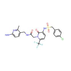 Cc1nc(N)ccc1CNC(=O)Cn1c(C(F)(F)F)ccc(NS(=O)(=O)Cc2ccc(Cl)cc2)c1=O ZINC000029411705