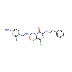 Cc1nc(N)ccc1CNC(=O)Cn1c(C)c(Cl)nc(NCCc2ccccc2)c1=O ZINC000013781852